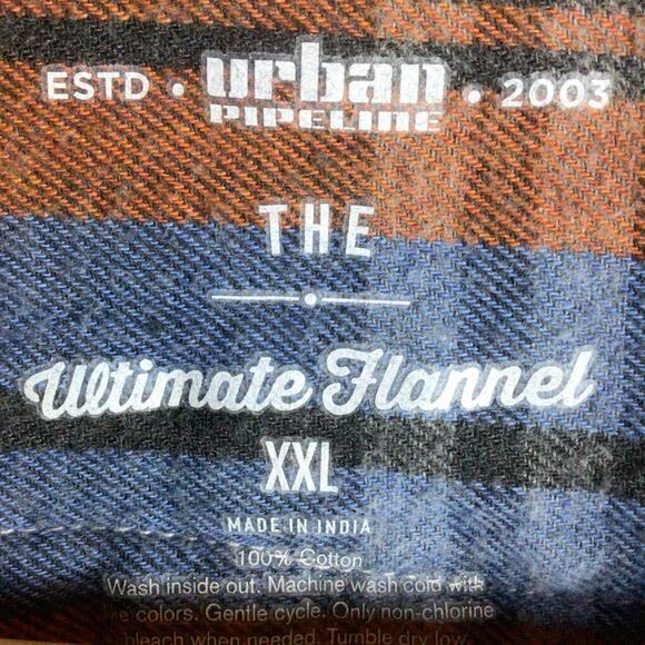 Reworked Cabo Wabo FLANNEL distressed DENIM shirt patch Orange 2XL - Picture 5 of 7